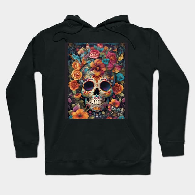 Mesmerizing Tradition: Vibrant Sugar Skull for Day of the Dead Hoodie by ImaginativeInkPOD